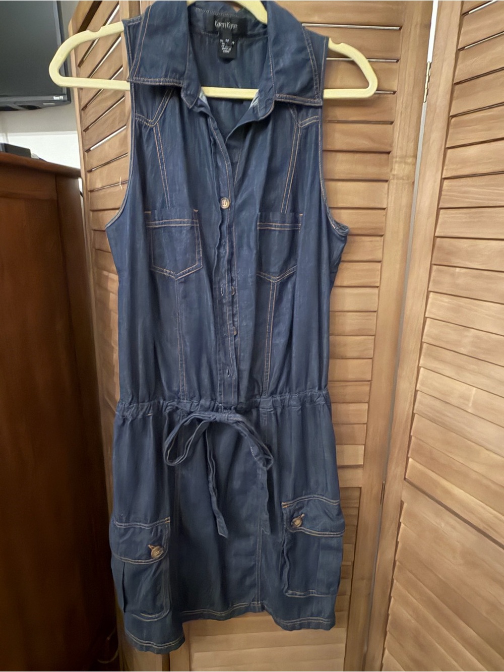 Karen Kane Navy Sleeveless Denim-Style Romper Dress